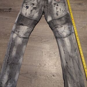 Men's Distressed Gray Jeans